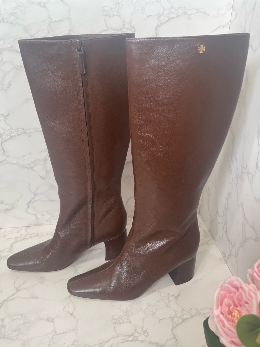 Tory Burch Banana Tall Boot 55mm • Coco Brown Goat Leather • Size 11 • Like New